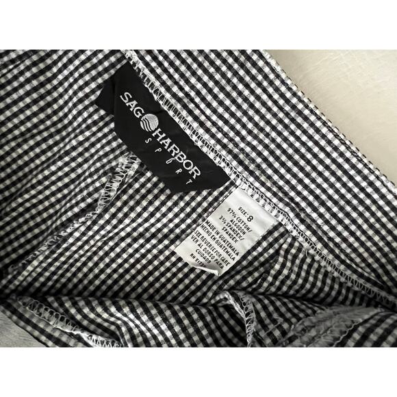 Sag Harbor Sport Vintage gingham black & white capri pants size 8 preppy mom - Picture 2 of 11